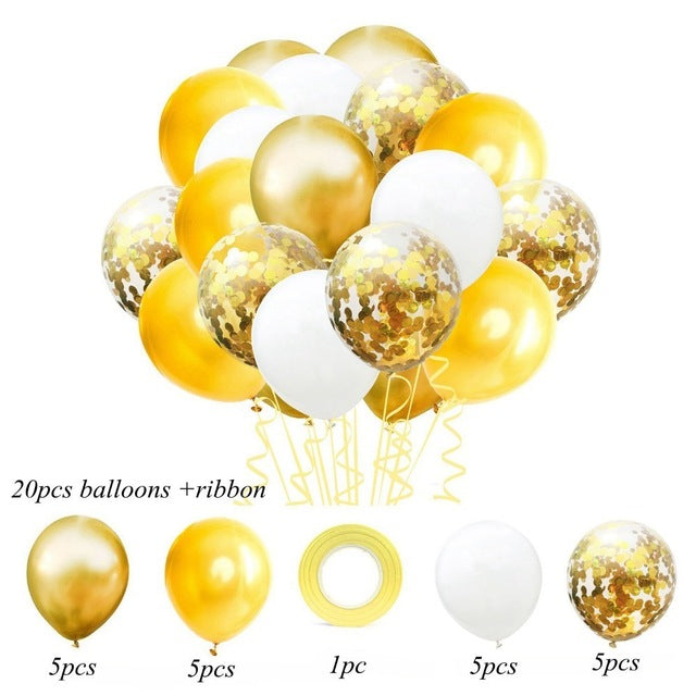 1 Set Metallic Confetti  Balloons With Ribbon