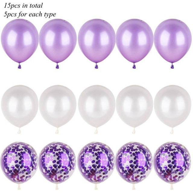 1 Set Metallic Confetti  Balloons With Ribbon