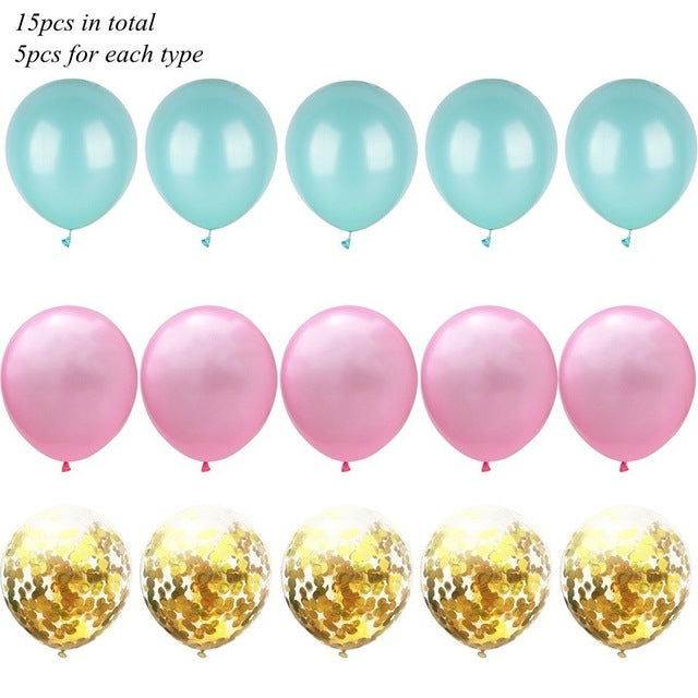 1 Set Metallic Confetti  Balloons With Ribbon