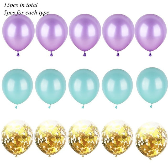 1 Set Metallic Confetti  Balloons With Ribbon