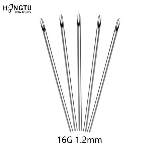 5/30pcs Sterilized Disposable Body Piercing Needles Surgical Steel Tattoo Supply Ear Nose Tongue Lip Navel Piercing Tools 10-20G
