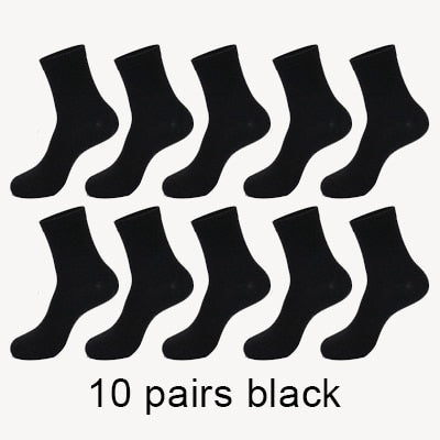 MWZHH 10 Pairs Men Cotton Socks Men Brand New Business Leisure Dress Socks Male 100 Cotton Socks Long Warm Socks Black For gifts