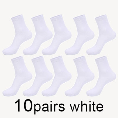 MWZHH 10 Pairs Men Cotton Socks Men Brand New Business Leisure Dress Socks Male 100 Cotton Socks Long Warm Socks Black For gifts