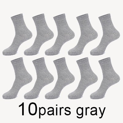 MWZHH 10 Pairs Men Cotton Socks Men Brand New Business Leisure Dress Socks Male 100 Cotton Socks Long Warm Socks Black For gifts