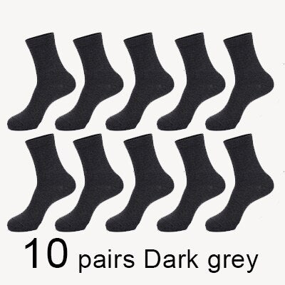 MWZHH 10 Pairs Men Cotton Socks Men Brand New Business Leisure Dress Socks Male 100 Cotton Socks Long Warm Socks Black For gifts