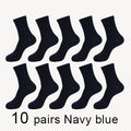 MWZHH 10 Pairs Men Cotton Socks Men Brand New Business Leisure Dress Socks Male 100 Cotton Socks Long Warm Socks Black For gifts