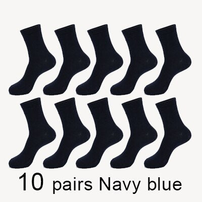 MWZHH 10 Pairs Men Cotton Socks Men Brand New Business Leisure Dress Socks Male 100 Cotton Socks Long Warm Socks Black For gifts