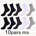 MWZHH 10 Pairs Men Cotton Socks Men Brand New Business Leisure Dress Socks Male 100 Cotton Socks Long Warm Socks Black For gifts