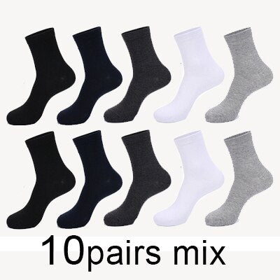 MWZHH 10 Pairs Men Cotton Socks Men Brand New Business Leisure Dress Socks Male 100 Cotton Socks Long Warm Socks Black For gifts