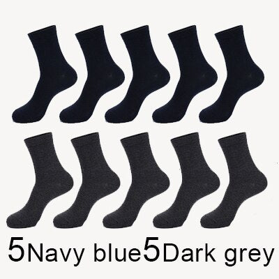 MWZHH 10 Pairs Men Cotton Socks Men Brand New Business Leisure Dress Socks Male 100 Cotton Socks Long Warm Socks Black For gifts