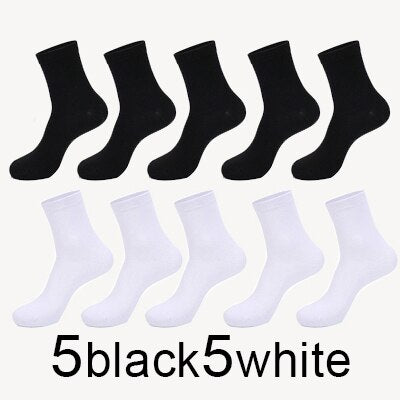 MWZHH 10 Pairs Men Cotton Socks Men Brand New Business Leisure Dress Socks Male 100 Cotton Socks Long Warm Socks Black For gifts