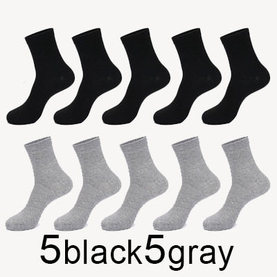 MWZHH 10 Pairs Men Cotton Socks Men Brand New Business Leisure Dress Socks Male 100 Cotton Socks Long Warm Socks Black For gifts