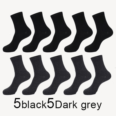 MWZHH 10 Pairs Men Cotton Socks Men Brand New Business Leisure Dress Socks Male 100 Cotton Socks Long Warm Socks Black For gifts
