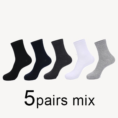 MWZHH 10 Pairs Men Cotton Socks Men Brand New Business Leisure Dress Socks Male 100 Cotton Socks Long Warm Socks Black For gifts