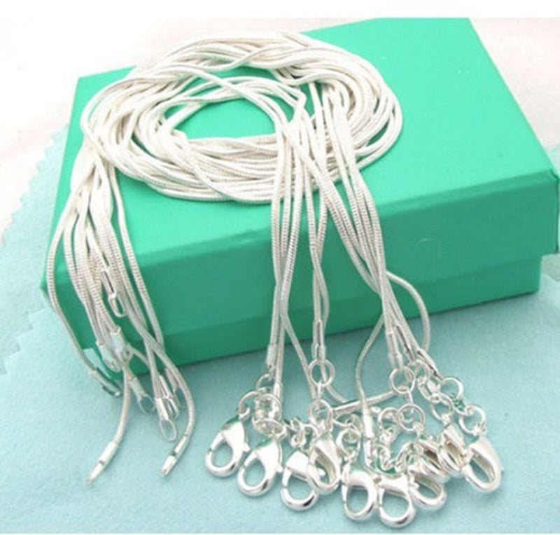 5pcs/lot (16 18 20 22 24 inches) Fashion Jewelry 925 Sterling silver Chains 1mm Snake Chain Necklace Jewelry