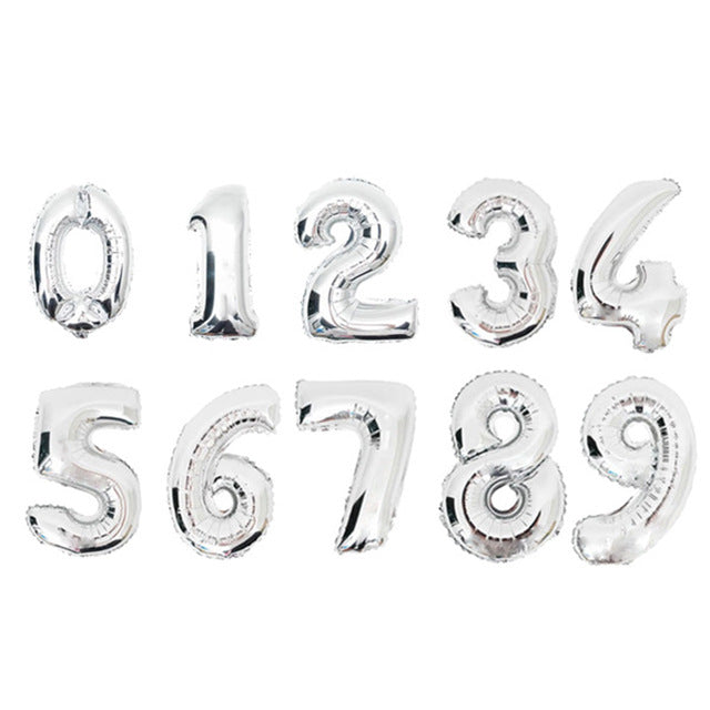 16 32 40 Inch Silver Gold Foil Number Balloons Digital Globos Birthday Wedding Party Decorations Ballons Baby Shower Supplies