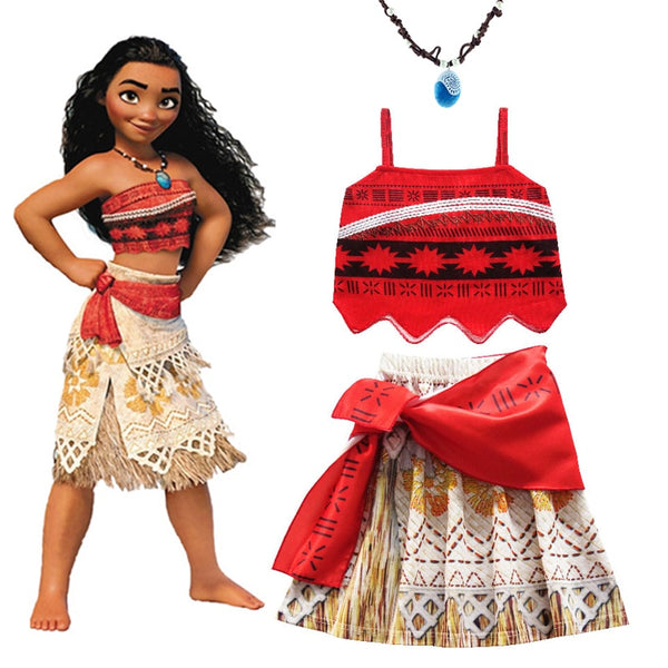 2020 Girls Moana Cosplay Costume for Kids Vaiana Princess Dress Clothes for Halloween Costumes for girls baby Girl party dresses