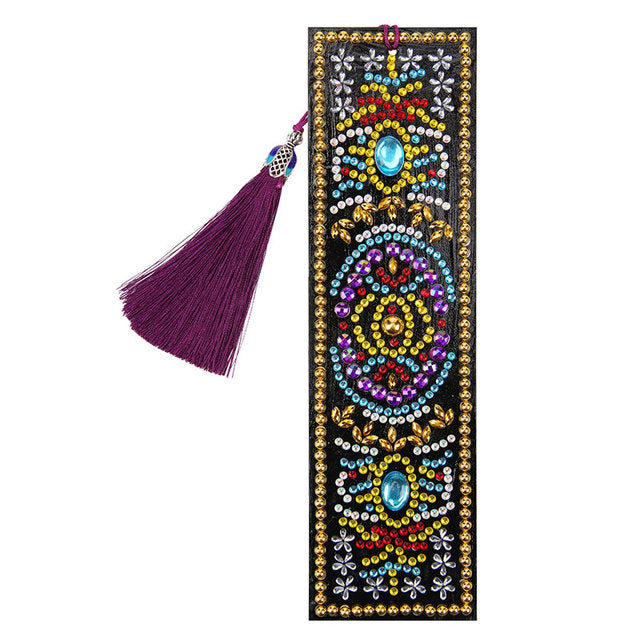 Diamond Painting Bookmark 5D DIY Special Shaped Diamond Art Mosaic Leather Tassel Book Marks Diamond Embroidery Cross Stitch
