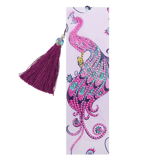 Diamond Painting Bookmark 5D DIY Special Shaped Diamond Art Mosaic Leather Tassel Book Marks Diamond Embroidery Cross Stitch