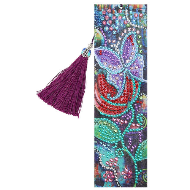 Diamond Painting Bookmark 5D DIY Special Shaped Diamond Art Mosaic Leather Tassel Book Marks Diamond Embroidery Cross Stitch