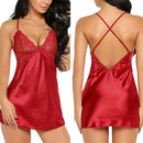 New Sexy Backless Lingerie Women's Lace Satin Silk Sleepwear Pajamas Sex Hot Erotic Nightdress Underwear