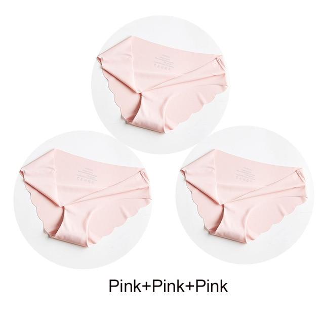 3Pcs/Set Seamless Panties Set Underwear Women's Lingerie Soft SILK Female Fashion Panty Sexy Lady Intimates Low Rise Briefs Set