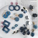 AENSOA Korean Blue Geometric Acrylic Resin Earrings Simple Round Square Circle Drop Dangle Earrings for Women Girl Party Jewelry