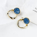 AENSOA Korean Blue Geometric Acrylic Resin Earrings Simple Round Square Circle Drop Dangle Earrings for Women Girl Party Jewelry