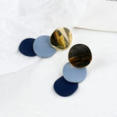 AENSOA Korean Blue Geometric Acrylic Resin Earrings Simple Round Square Circle Drop Dangle Earrings for Women Girl Party Jewelry