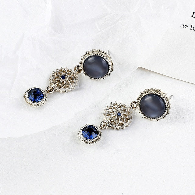 AENSOA Korean Blue Geometric Acrylic Resin Earrings Simple Round Square Circle Drop Dangle Earrings for Women Girl Party Jewelry