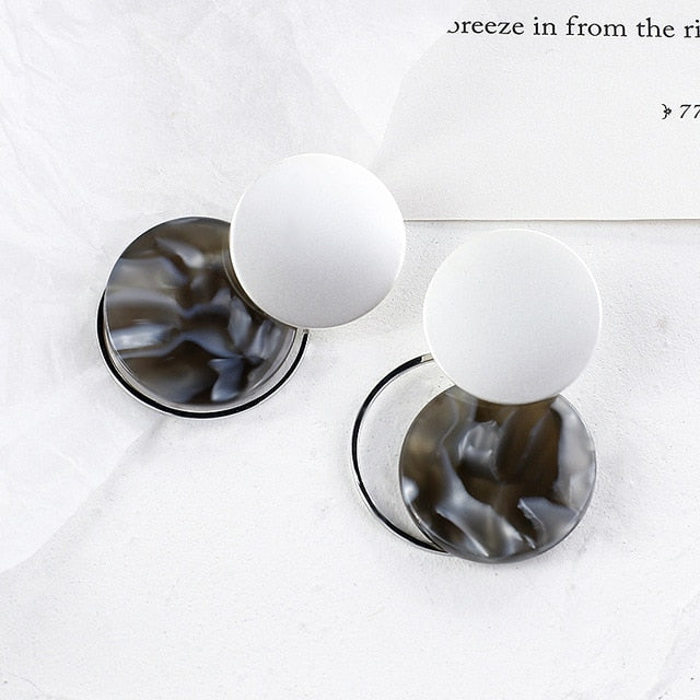 AENSOA Korean Blue Geometric Acrylic Resin Earrings Simple Round Square Circle Drop Dangle Earrings for Women Girl Party Jewelry