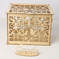 Wedding Card Boxes Wooden Box Wedding Supplies DIY Couple Deer Bird Flower Pattern Grid Business Card Wooden Box