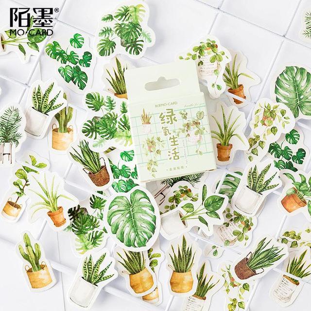 45pcs/lot Mint Plant Adhesive Stationery Sticker Diy Album Scrapbooking Diary Planner Journal Sticker Decorative Label For Kids