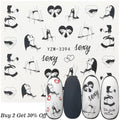 1 Sheet Russian text Nail Watermark Decals Sexy lips Middle finger Sexy girl Water Transfer Slider Russia Words Manicure Tattoos