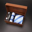 4 pcs Men Silk Neck Tie ,Clip And Cufflinks Set