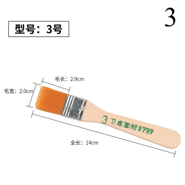 High Quality Nylon Paint Brush  Different Size Wooden Handle Watercolor Brushes For Acrylic Oil Painting School Art Supplies