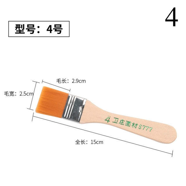 High Quality Nylon Paint Brush  Different Size Wooden Handle Watercolor Brushes For Acrylic Oil Painting School Art Supplies