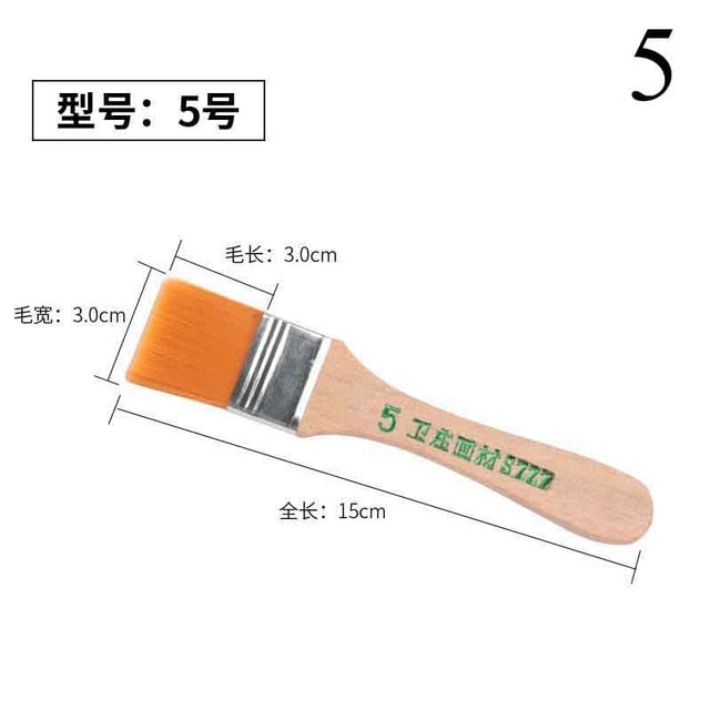 High Quality Nylon Paint Brush  Different Size Wooden Handle Watercolor Brushes For Acrylic Oil Painting School Art Supplies