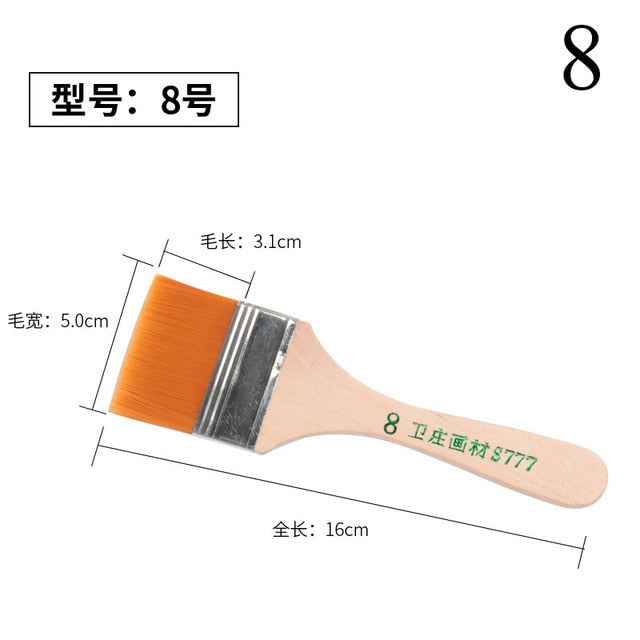 High Quality Nylon Paint Brush  Different Size Wooden Handle Watercolor Brushes For Acrylic Oil Painting School Art Supplies