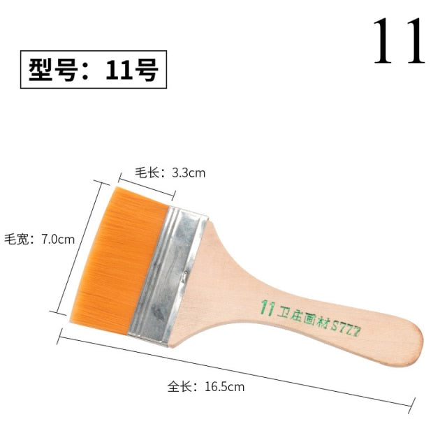 High Quality Nylon Paint Brush  Different Size Wooden Handle Watercolor Brushes For Acrylic Oil Painting School Art Supplies