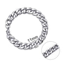 Jiayiqi 5-11 mm Men Chain Bracelet Stainless Steel Curb Cuban Link Chain Bangle for Male Women Hiphop Trendy Wrist Jewelry Gift