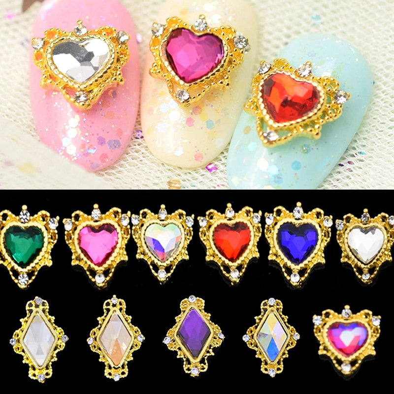 10psc/lot ab crystal glass 3D nail art ornaments 10-14mm rhinestone for nail art gem holographic effect charm DIY Nail Supplies