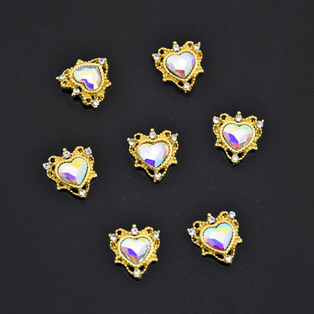 10psc/lot ab crystal glass 3D nail art ornaments 10-14mm rhinestone for nail art gem holographic effect charm DIY Nail Supplies