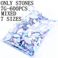 7G 600PCS 7 Sizes Acrylic Rhinestones Eye Shape Crystal AB Flat Back Nail Rhinestone 3D Non HotFix Nail Art Decoration DIY Tool