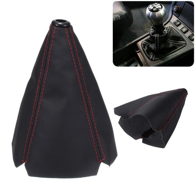 16mm Universal PU Leather Car Gear Shift Collars Carbon Fiber Auto Car Manual Stick Shifter Knob Gear Shift Boot Cover Gaiter