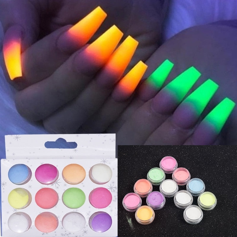 Glow In Dark Glitter Nail Luminous Dipping Powder