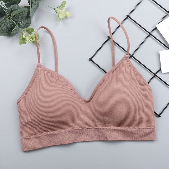 SVOKOR Push Up Solid Bra Elastic Gathering Bralette Summer Anti-light Korean Style Wild Bra Tube Top Sexy Seamless Wire free Bra