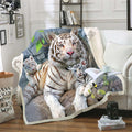 Tiger 3D Printing Plush Fleece Blanket Adult Fashion Quilts Home Office Washable Duvet Casual Kids Girls Sherpa Blanket animal03