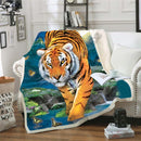 Tiger 3D Printing Plush Fleece Blanket Adult Fashion Quilts Home Office Washable Duvet Casual Kids Girls Sherpa Blanket animal03
