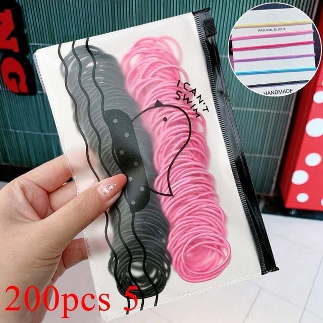 200/500pcs/Bag Girls Cute Colorful Basic Elastic Hair Bands Ponytail Holder Children Scrunchie Rubber Band Kids Hair Accessories